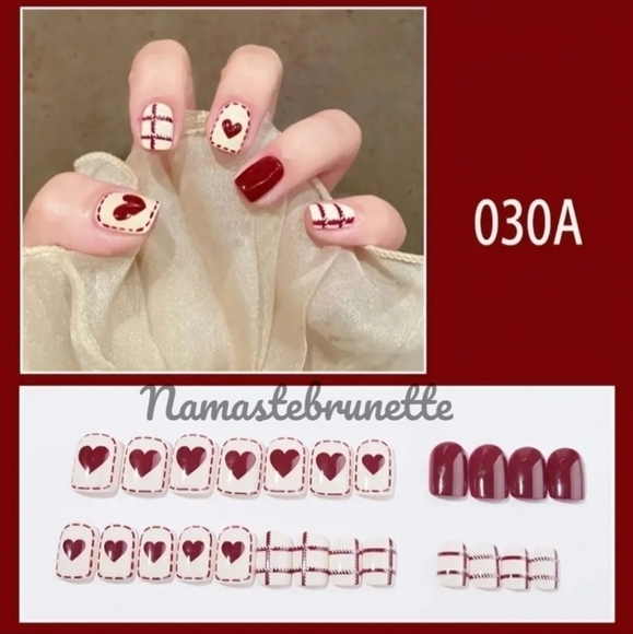 2/$16 Square Heart Press On Nails - Picture 3 of 17